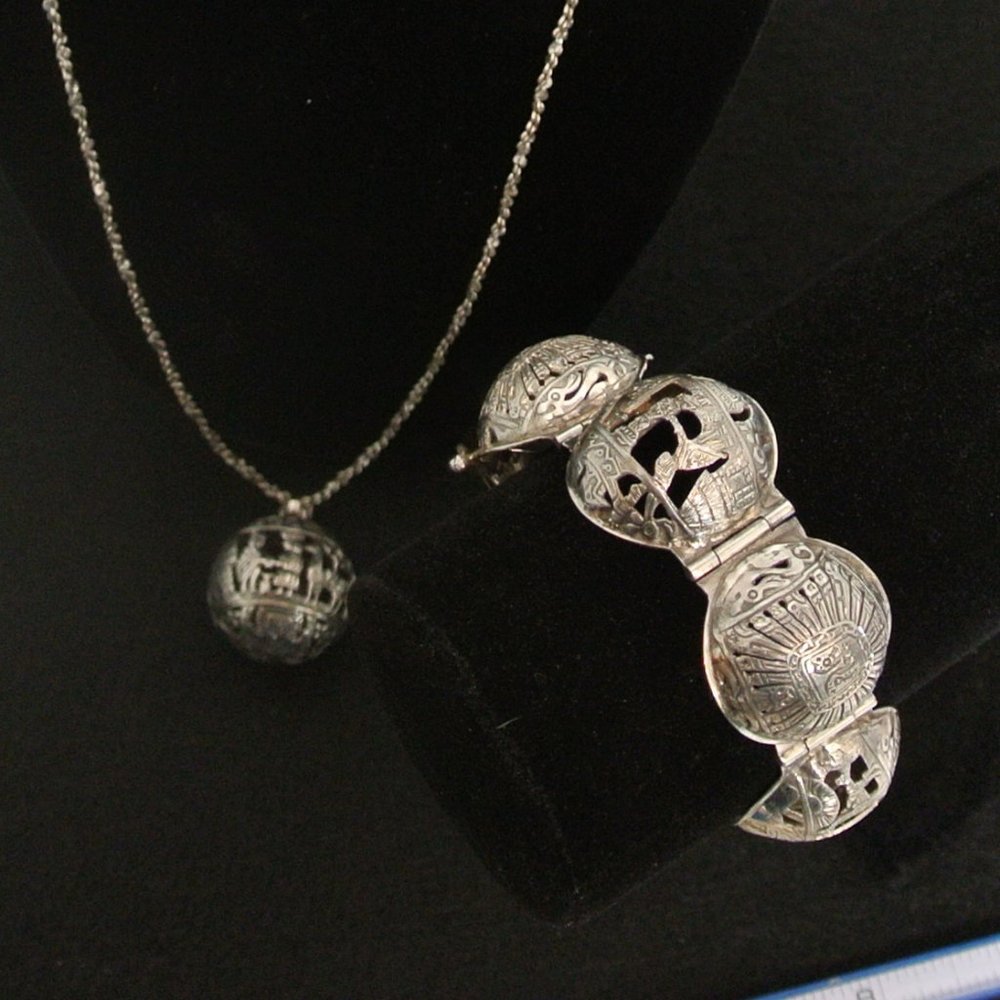 Incan Sterling Silver Bracelet and Necklace combo